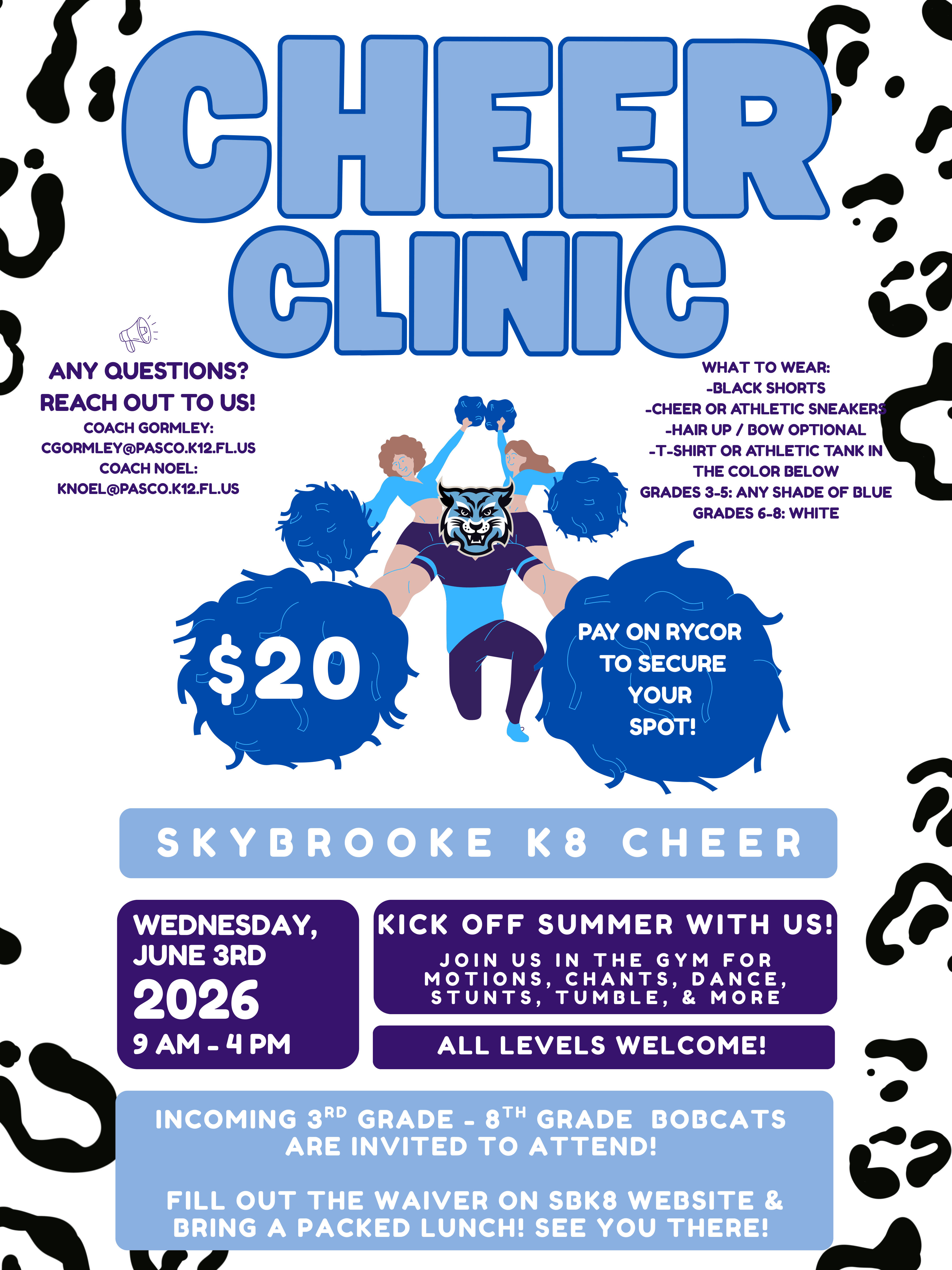 <p>Decorative cheer clinic flyer</p>