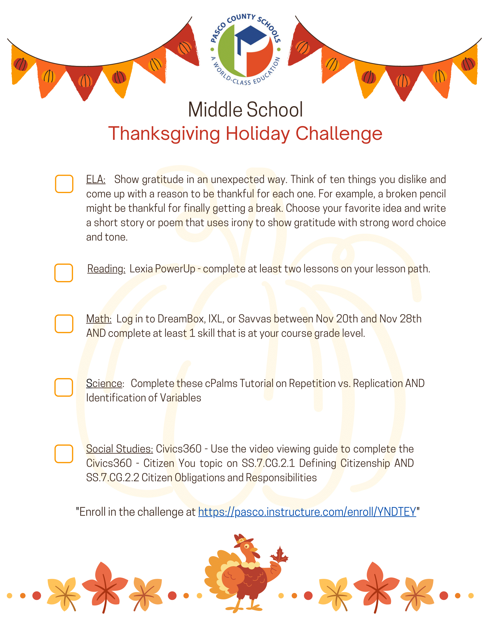 <p>MS Thanksgiving Holiday Challenge</p>